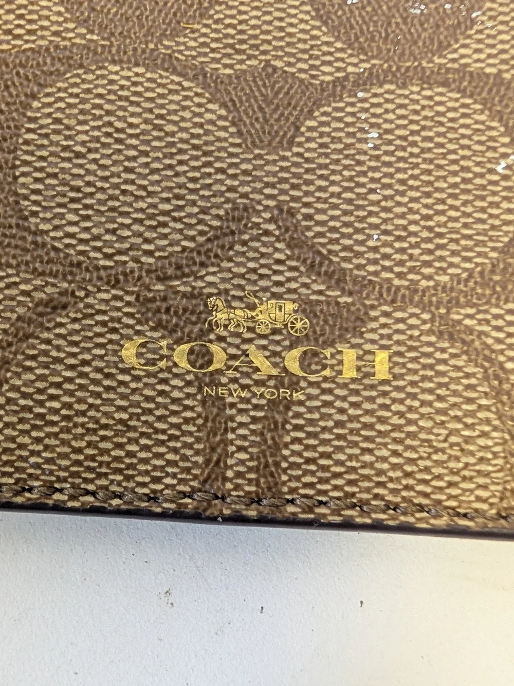 Coach Brown and Gold Signature Card Case
